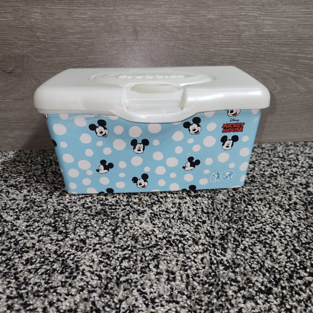 Huggies Wipes Empty Container Box Mickey Mouse Pop Up Baby Blue Vintage